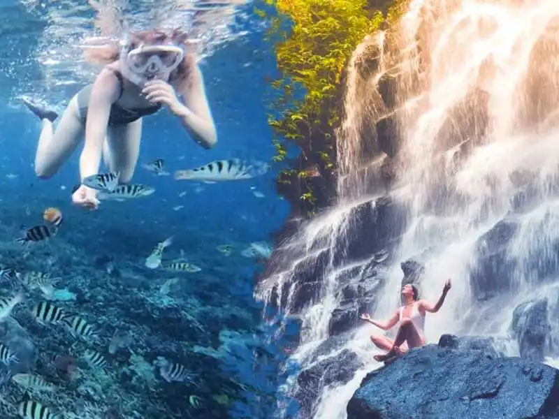 Bali Snorkeling with Waterfall